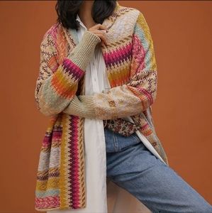 Anthropologie Pilcro Cross-Stitched Cardigan